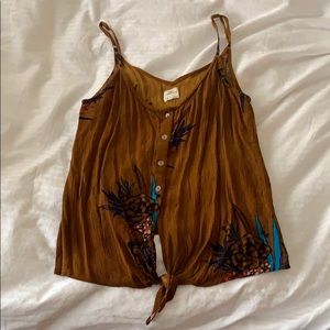 O’Neill brown & floral spaghetti strap, tie tank